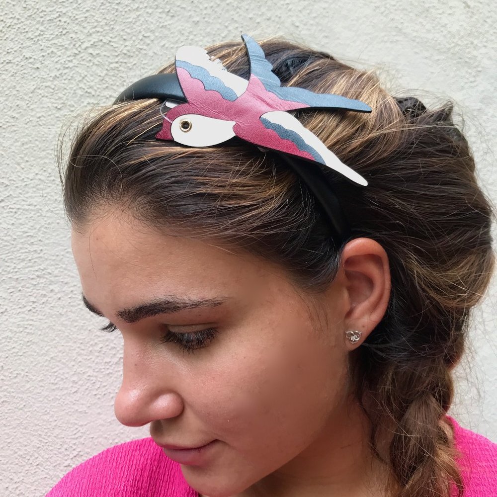 Auc Red Valentino leather lrg flying bird headband - Picture 5 of 11